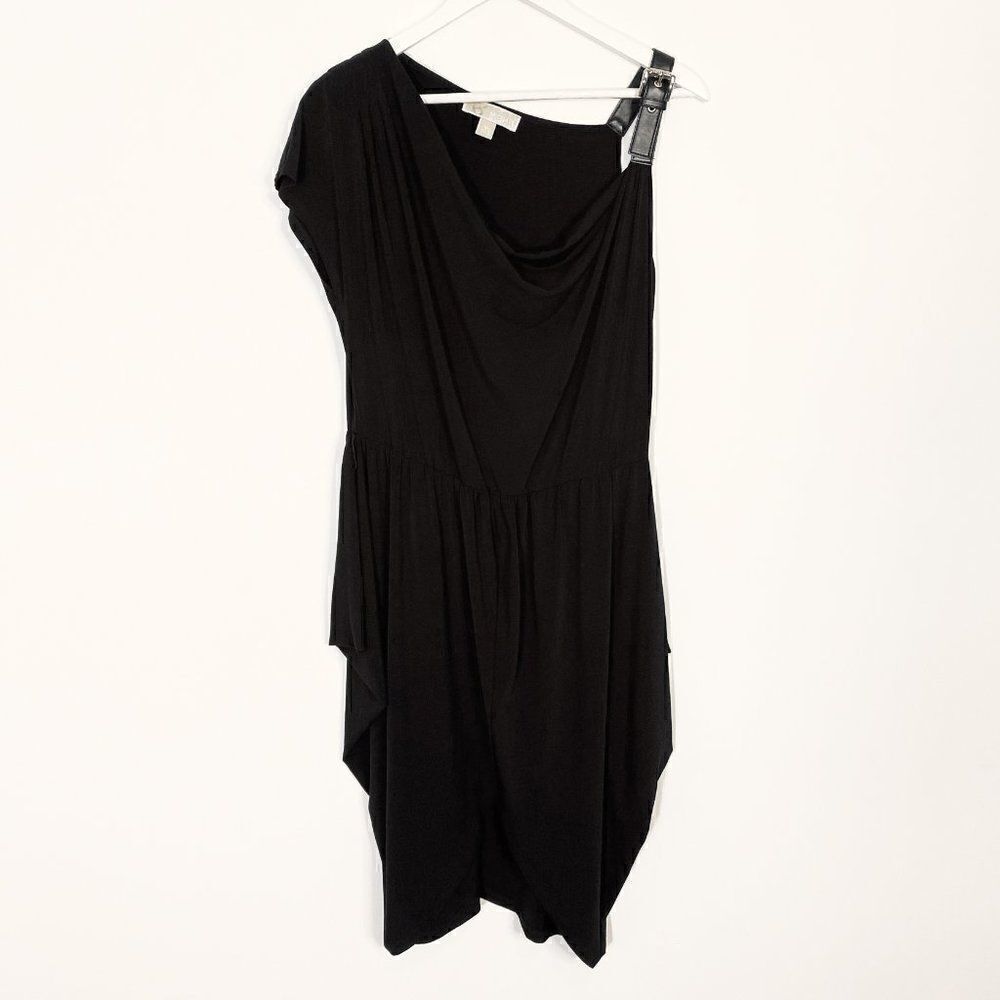 MICHAEL Michael Kors Black One Sleeve Dress with Buckle Strap Detail